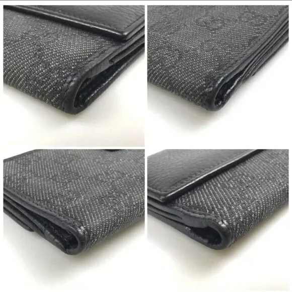 GUCCI WALLET BI FOLD 143389 0959 GG CANVAS Black Leather Authentic - Picture 11 of 11